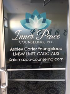 Kalamazoo Counseling Inner Peace door sign